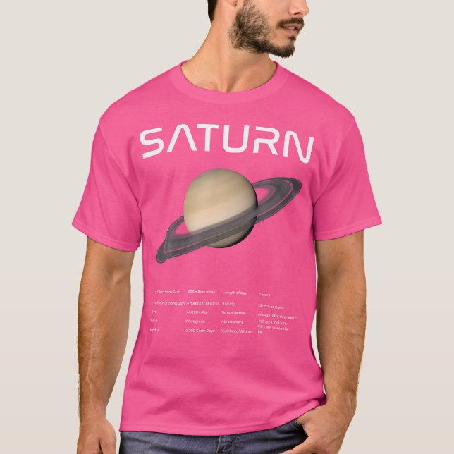 Nerdy Saturn Astronomy Science Planets Solar Syste T Shirt (Framsida)