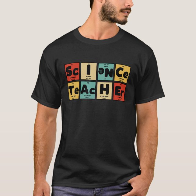 Nerdy Science Teacher Periodic Bord Inslag T Shirt (Framsida)