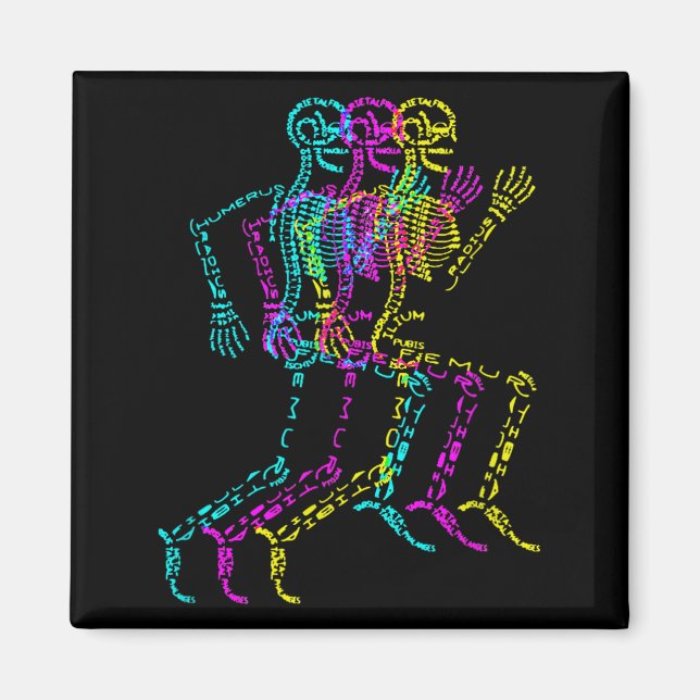 Nerdy Skeleton Bones Labeled Funny Halloween Human Magnet (Framsidan)