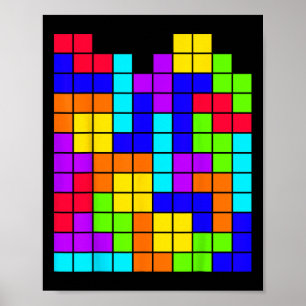 Nerdy Tetrominoes Block Puzzle Video Game Tea Poster