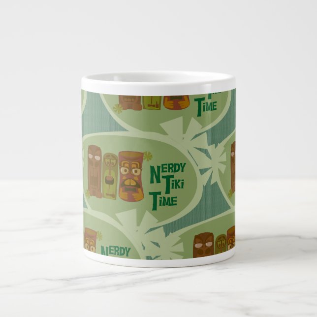 Nerdy Tiki Time Retro Art Slogan Mönster Design Jumbo Mugg (Framsidan)