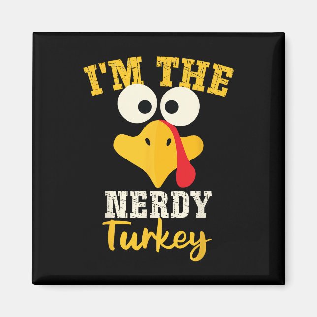 Nerdy Turkey Family Matching Thanksgiving Dinner G Magnet (Framsidan)
