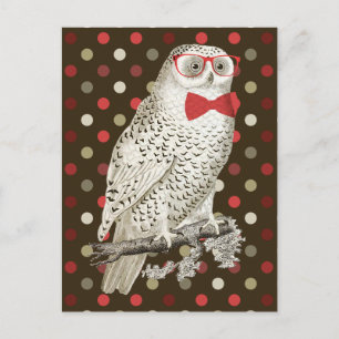 Nerdy Vintage Snowy Uggla Vykort