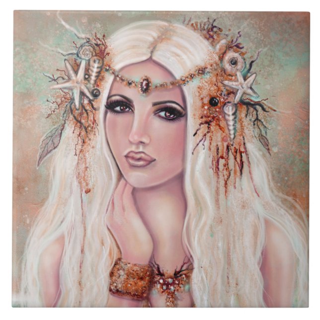 Nereides nymph sjöjungfru art av Renee Lavoie Kakelplatta (Framsidan)