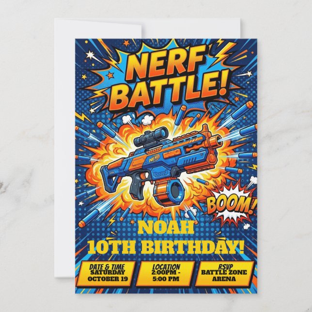 Nerf-strids-födelsedag  inbjudningar (Framsida)
