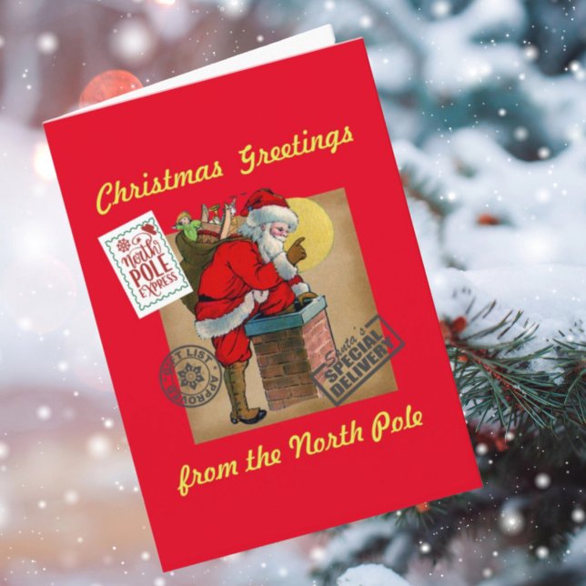 Nerför skorstenen med leksaker 5”X7” vikt kort (Skapare uppladdad)