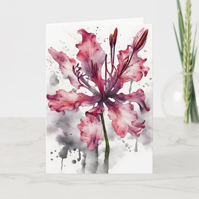 Nerine - Akvarellblommor Kort (Framsida)