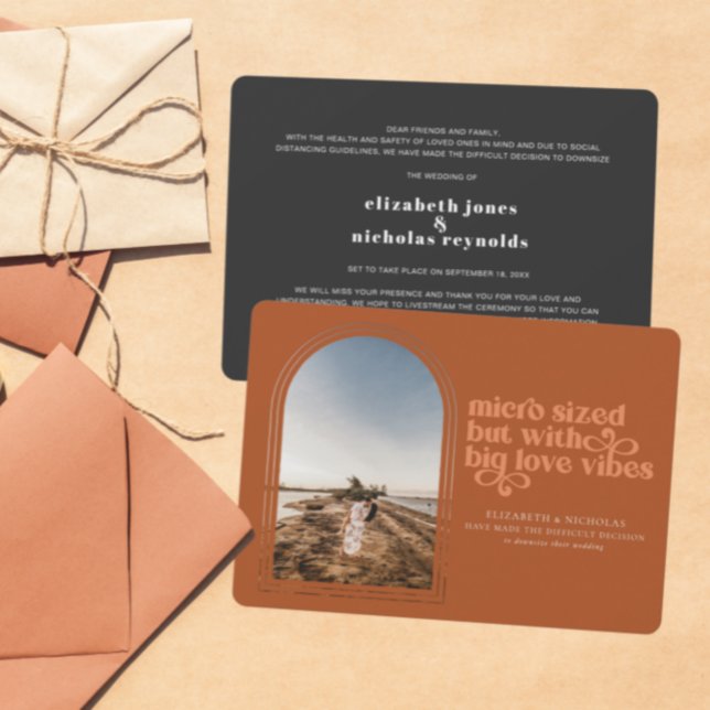 Nerkörd mikrobröllopsfotoannonsering meddelande (Skapare uppladdad)