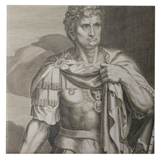 Nero Claudius Caesar kejsare av den engr Rome Kakelplatta (Framsidan)