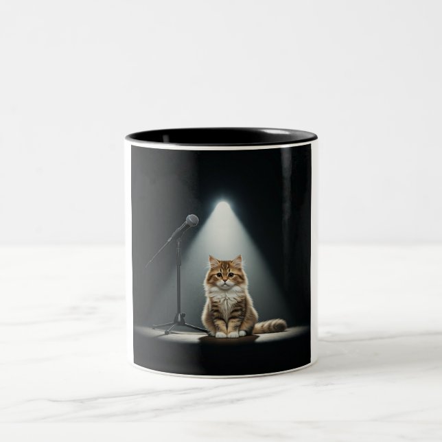 Nervous Cat Open Mic 2-Tone Mugg (Center)
