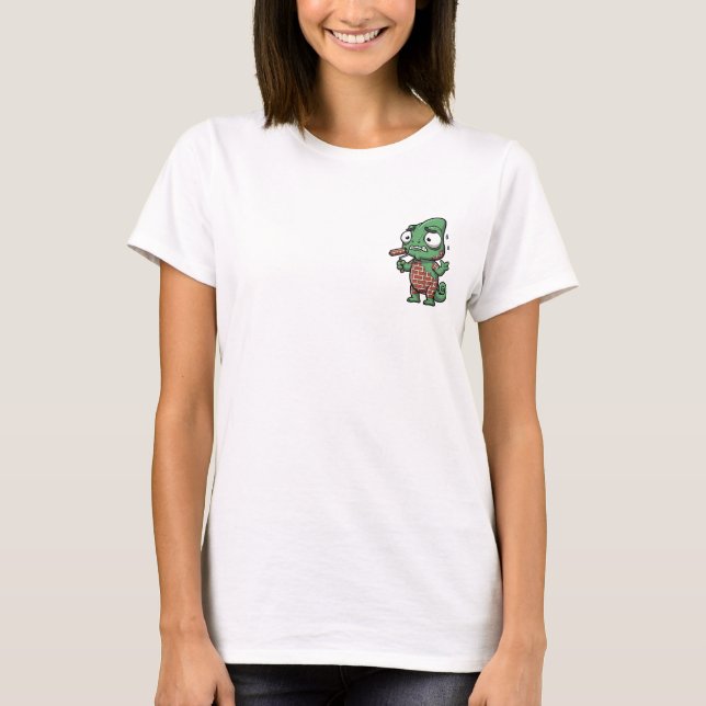 Nervous Chameleon Painting Brick Wall Camouflage T Shirt (Framsida)