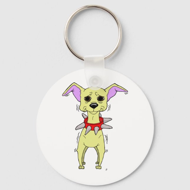 Nervous Chihuahua Tecknad Nyckelring (Framsida)