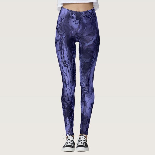 Nervous Energy Grungy Abstrakt Art Cerulean Blue Leggings (Framsida)