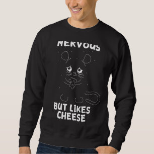 Nervous, men likar Cheese Girl Hamster Funny Chees Lång Ärmad Tröja