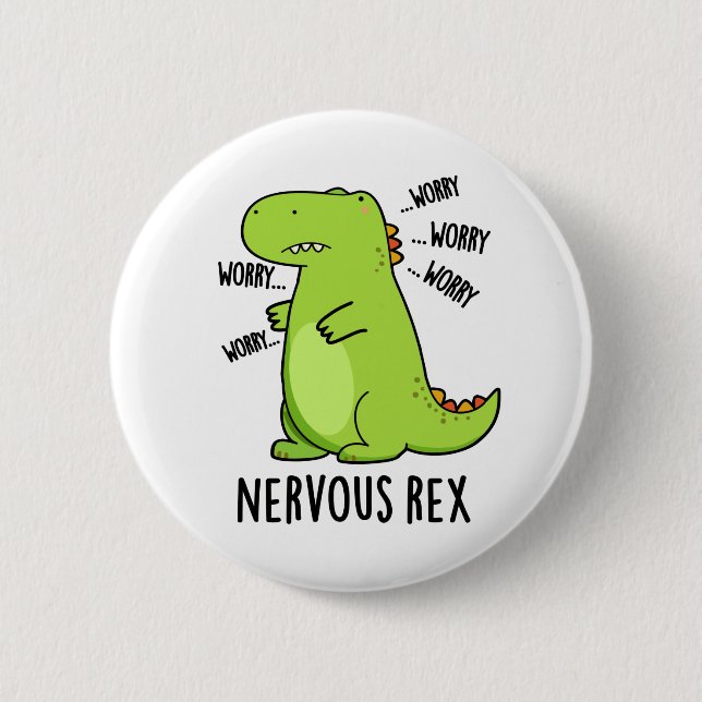 Nervous Rex Funny Dinosaur TRex Pun Knapp (Framsida)