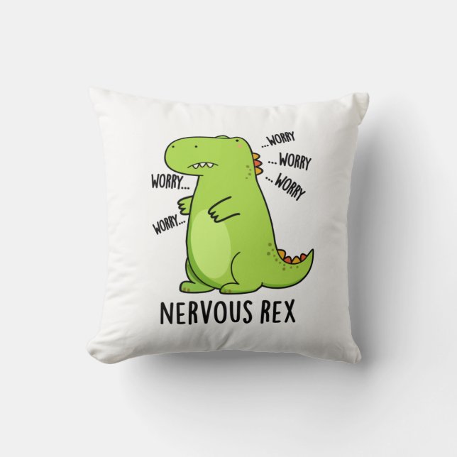 Nervous Rex Funny Dinosaur TRex Pun Kudde (Framsida)