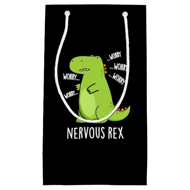 Nervous Rex Funny Dinosaur TRex Pun Mörk BG (Framsidan)