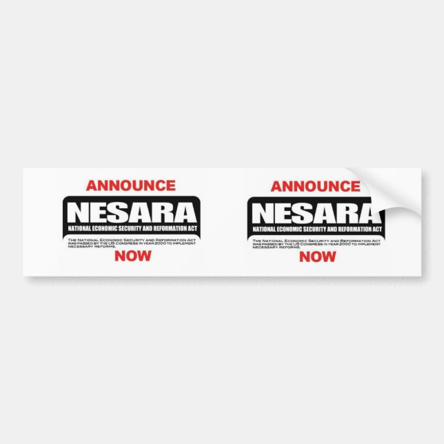 Nesara bumper sticker bildekal (Framsidan)