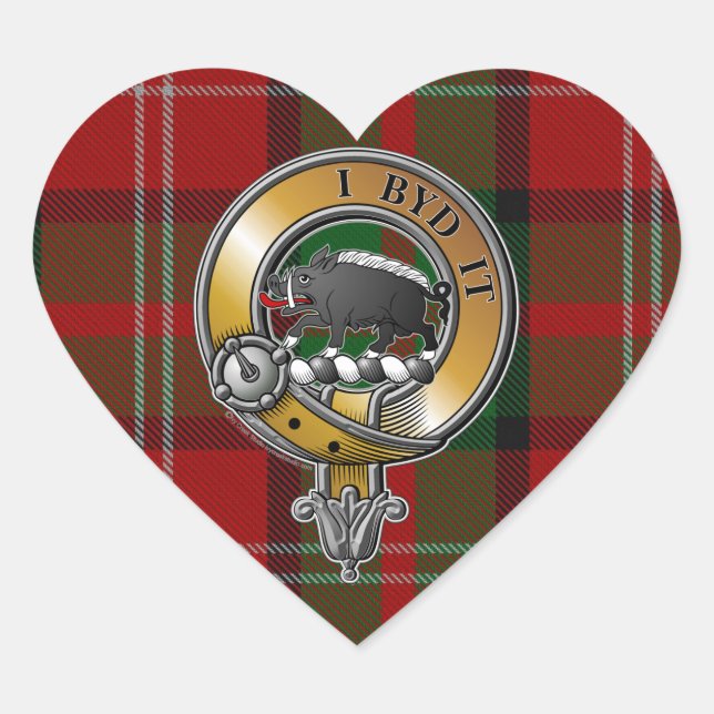 Nesbitt Tartan & Badge Hjärtformat Klistermärke (Framsida)