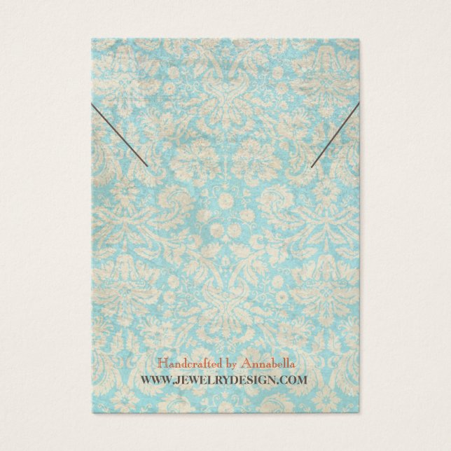 Neskklace Juvelry Visning Card ・ Teal Damask Visitkort (Framsidan)