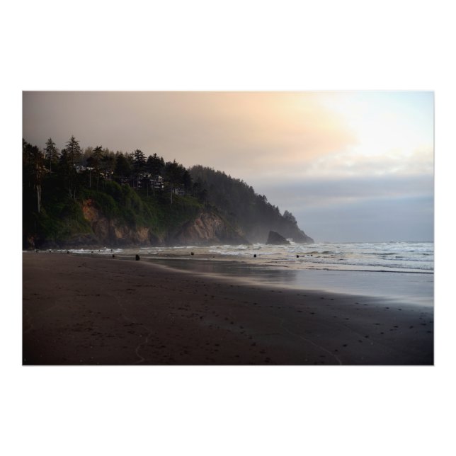 Neskowin Beach, Oregon, Ghost Forest Sunset Fototryck (Framsidan)
