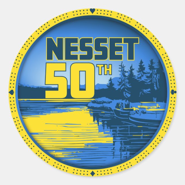 Nesset Reflection-etikett Runt Klistermärke (Framsida)
