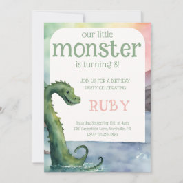 Nessie Lilla Monster Födelsedagsinbjudan Inbjudningar