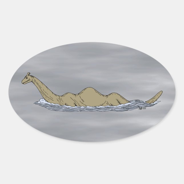 Nessie Loch Ness Monster Ovalt Klistermärke (Framsida)
