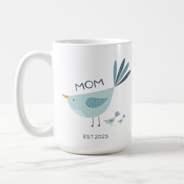 Nest Kärlek - Mamma Bird Art Kaffemugg (Vänster)