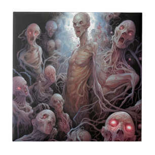 Nest of Odöda Zombies Horror Art Kakelplatta