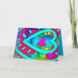 Nested Heart Pop Färg Valentine Hälsning Helgkort