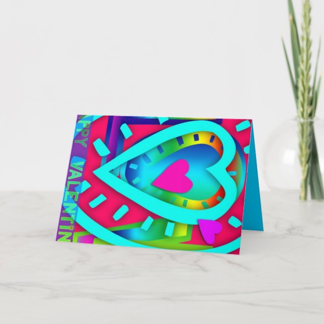 Nested Heart Pop Färg Valentine Hälsning Helgkort (Framsida)