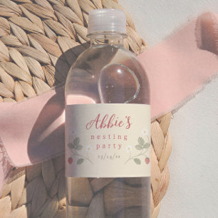 Nesting Party Jordgubbar Blommig Flicka Bebisdopp Vattenflaskor Etikett