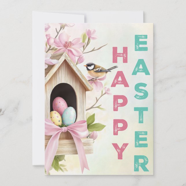 Nestled Blessings – Easter Birdhouse Charm Kort (Framsida)