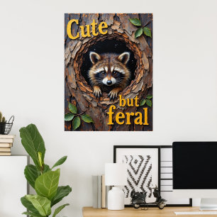 Nestled Prowler: A Raccoons perch Poster