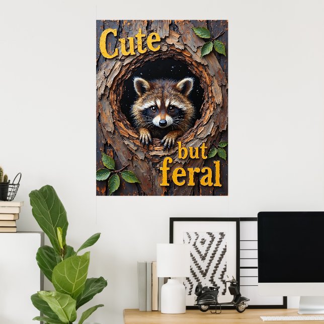 Nestled Prowler: A Raccoons perch Poster (Hemmakontoret)