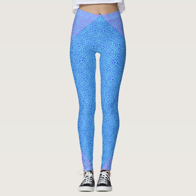 Net mönster 05 Indigo Blue LBlue BG Leggings (Framsida)
