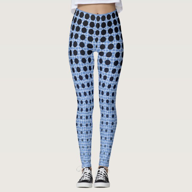 Net Mönster 11.black.wx4.5k LBlue BG Leggings (Framsida)