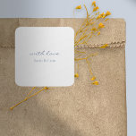 Netal Chic med Kärlek Gift Favor Bröllop-märke Fyrkantigt Klistermärke<br><div class="desc">Elegant och chic. Enkel,  neutralt och minnesvärd bröllop-presentdekal med skarp vit bakgrund och dammigt blått teckensnitt.</div>