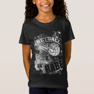 Netball Babe, Black Grunge Netball T Shirt