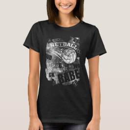 Netball Babe's, Black Grunge Netball T Shirt
