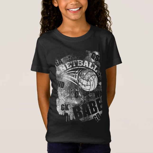 Netball Babe's, Black Grunge Netball T Shirt (Framsida)