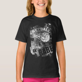 Netball Babe's, Black Grunge Netball T Shirt