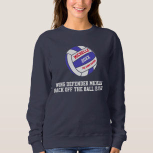Netball blå vit ut vinge-försvarare t shirt