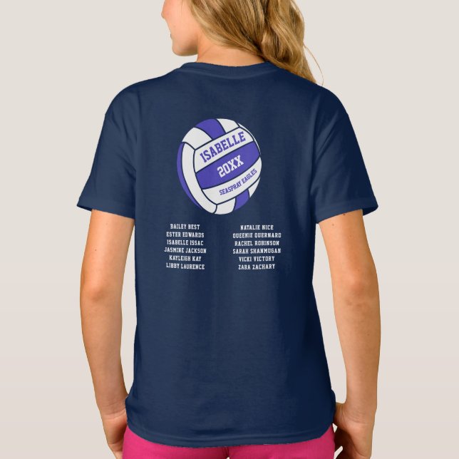Netball blue white out team namn T-Shirt (Baksida)