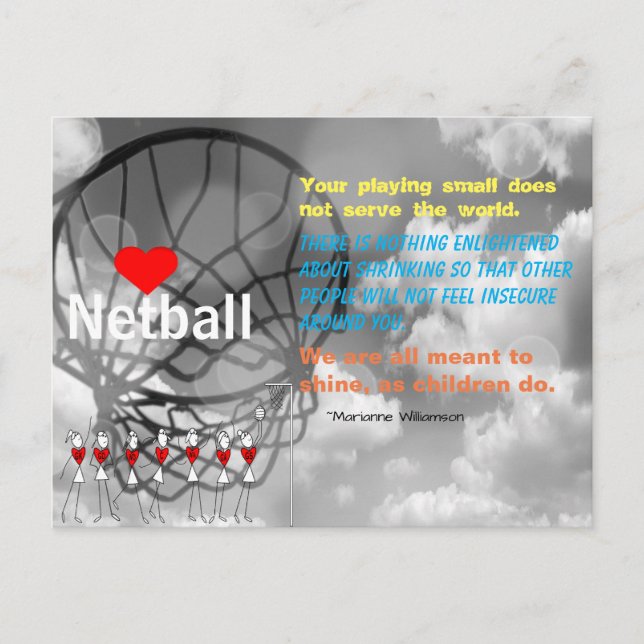 Netball-design och inspirationsoffert för kärlek vykort (Framsida)