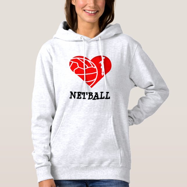 Netball för hjärta- och spelaretemakärlek t shirt (Framsida)