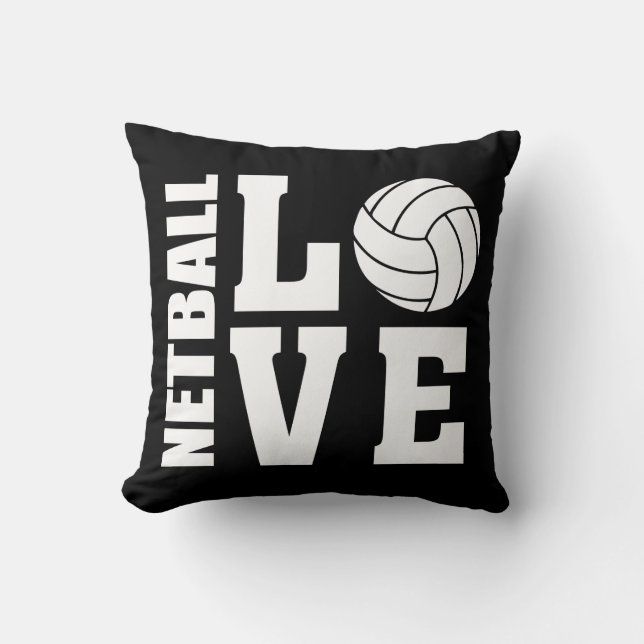 Netball Kärlek Black Netball Kudde (Framsida)