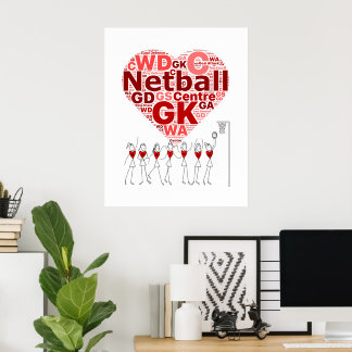 Netball-lägen - typisk hjärtdesign poster