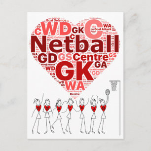 Netball-lägen - typisk hjärtdesign vykort